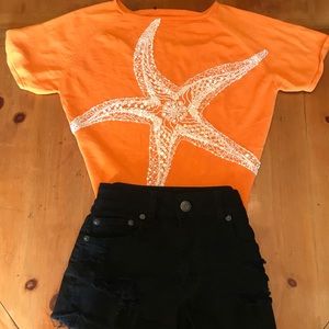 Vibrant Orange Starfish Sweater Tee